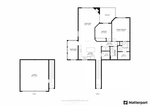 Floor plan for 2 beds, 2 baths, 1400 sqft